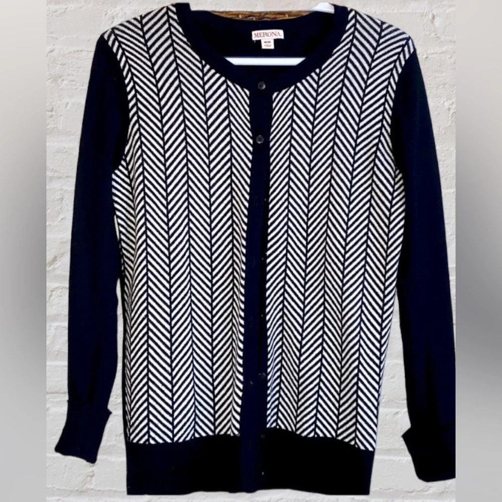 Merona Black White Chevron Cardigan